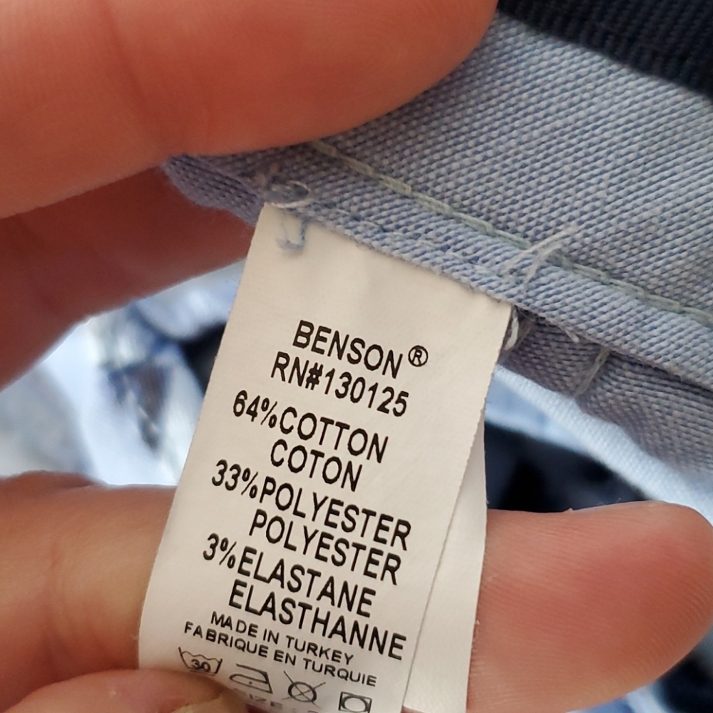 Mens Benson Blue Patterned Chino Short 36 - Picture 5 of 7